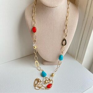 Charming Charlie long chain link station necklace in goldtone single strand